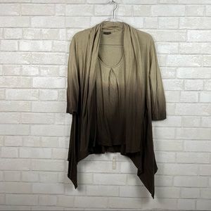 Ronen Chen Ombre Linen/Cotton Blend Tank and Cardigan Set Women's Size 1